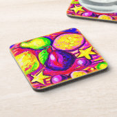 フルーツ鮮やかと星。買今 コースター (左側)