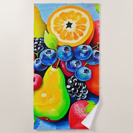 フルーツ鮮やかの静物生活 ビーチタオル
