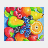 フルーツ鮮やかの静物生活 フリースブランケット (正面(横))