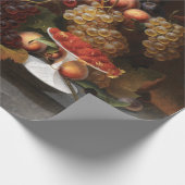 フルーツ、カキ、ワインと一緒に生絵画きる ラッピングペーパー (角)