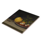 フルーツ、ケーキおよびワイン1821年が付いている静物画 タイル (側面)