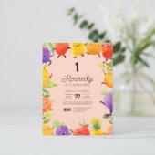 フルーツ テーマの誕生日招待状 ポストカード (スタンド正面)