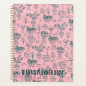 フルーツ&フラワーパターン開花フローラピンクカスタム色 プランナー手帳 (正面)
