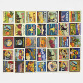 フルーツ&フードラベルパッチワークフリースブランケット フリースブランケット (正面(横))