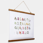 フルーツ&ベジエアルファベットキッズウォールデコール 吊り下げ型タペストリー (傾斜あり)