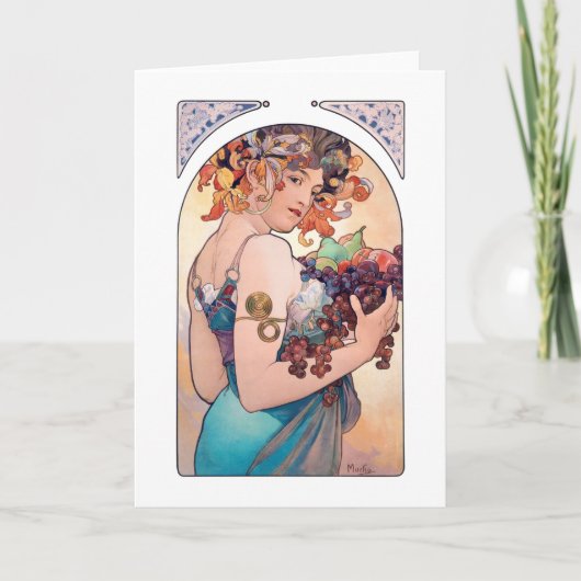 フルーツ、ミュシャ カード (正面)