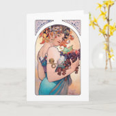 フルーツ、ミュシャ カード (黄色い花)