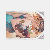 フルーツ、ミュシャ フリースブランケット (正面(横))