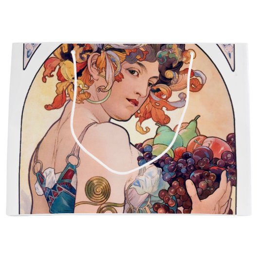 フルーツ、ミュシャ ラージペーパーバッグ (正面)