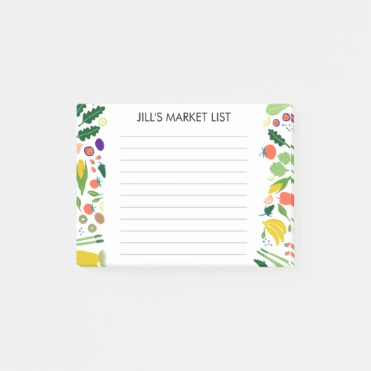 フルーツ&野菜の食事の食料品ショッピングリストカスタム ポストイット (正面)