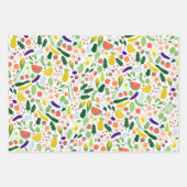 フルーツ&野菜フードイラストレーション柄かわいい ラッピングペーパーシート (正面2)