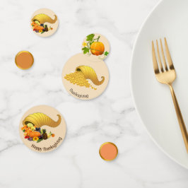 フルーツ&金ゴールドのベージュサンクスギビング表紙吹雪 コンフェッティ