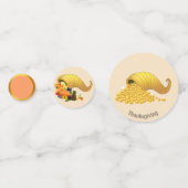 フルーツ&金ゴールドのベージュサンクスギビング表紙吹雪 コンフェッティ (正面)