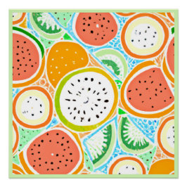 フルーティカラフルおもしろいパターンのアート ポスター