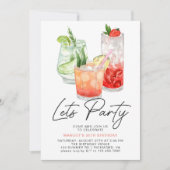 フルーティカラフルカクテル |夏の大人の誕生日 招待状 (正面)