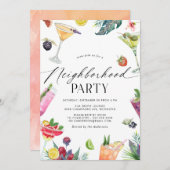 フルーティサマーカクテル | 近隣パーティー 招待状 (正面/裏面)