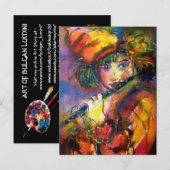 フルーティストの肖像 ヴェネツィアの仮面舞踏会の音楽 インビテーションポストカード (正面/裏面)