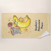 フルーティスラムダンク – 手描きエネルギッシュなバナナアート ビーチタオル (正面)