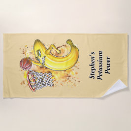 フルーティスラムダンク – 手描きエネルギッシュなバナナアート ビーチタオル