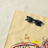 フルーティスラムダンク – 手描きエネルギッシュなバナナアート ビーチタオル (インサイチュ)