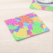 フルーティタッティカラフルフルーツスライス スクエアペーパーコースター (アングル)