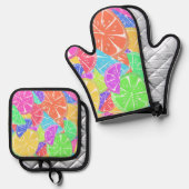 フルーティタッティカラフルフルーツスライス 鍋つかみ&鍋敷きセット (正面/裏面)