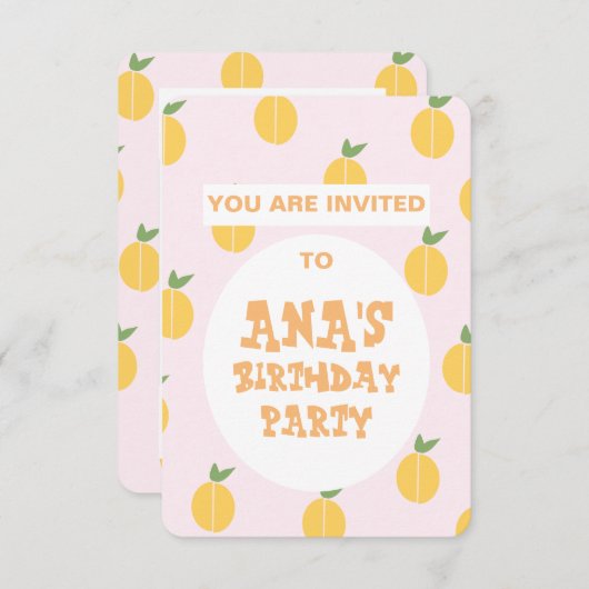 フルーティピーチス誕生日招待状 (正面/裏面)