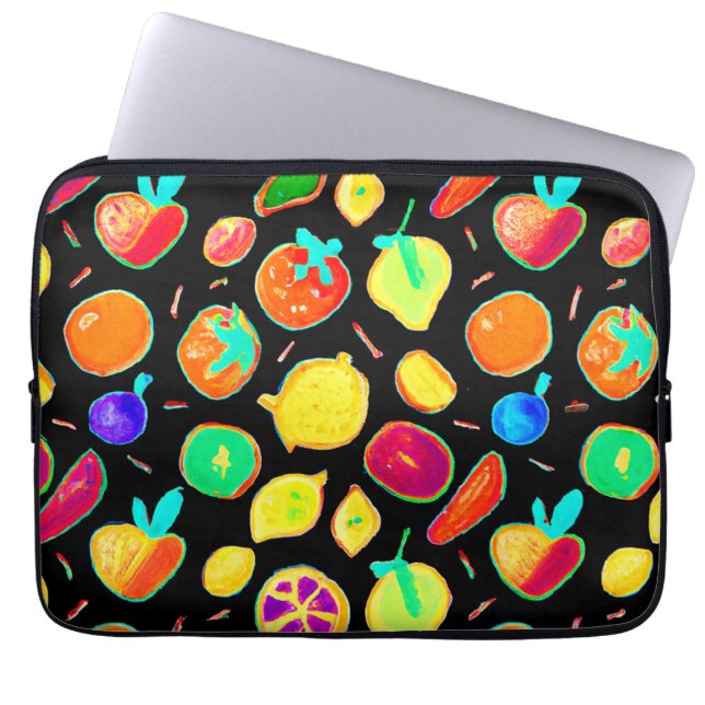 フルーティフルネオンビジョンデザイン ラップトップスリーブ (正面)