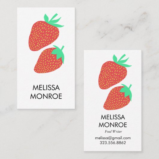 フルーティーおもしろい：いちご図解入りの、写真付きのこ 名刺 (正面/裏面)