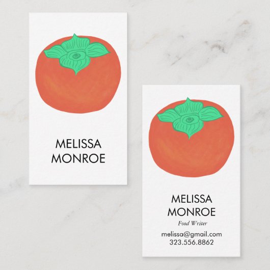 フルーティーおもしろい:柿図解入りの、写真付きの 名刺 (正面/裏面)