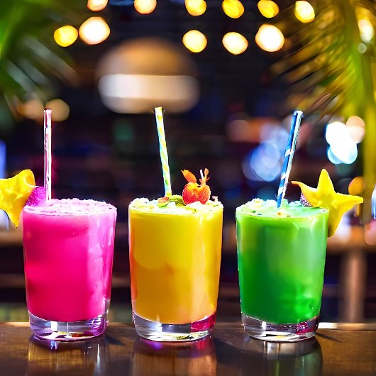 フルーティーなカクテルドリンクのコースター ガラスコースター