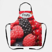 フルーティーな新鮮なベリーの写真と文字 エプロン (正面)