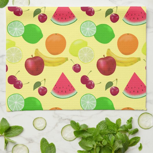 フルーティーカスタマイズフルーツかわいい キッチンタオル (折り畳み)