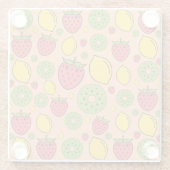 フルーティー壁紙：イチゴ、レモン、キウイ。 ガラスコースター (裏面)