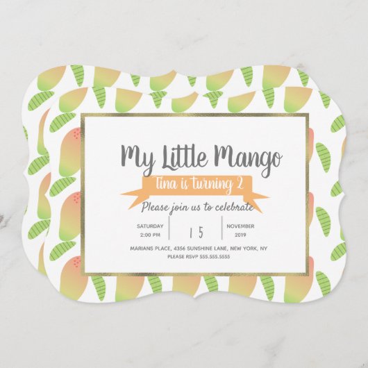 フルーティー リトル マンゴー 招待状 (正面/裏面)