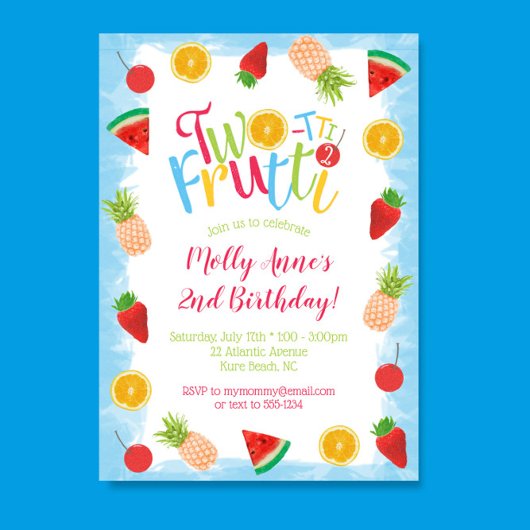 フルーティ2nd誕生日かわいいフルーツ 招待状
