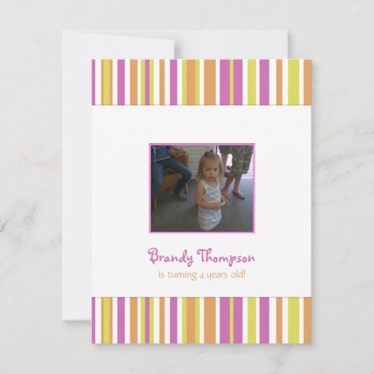 フルーティ·ストライプの誕生日パーティーの招待 招待状 (正面)