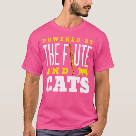 フルートおもしろいシャツ猫好き楽器フルート恋人 Tシャツ (正面)