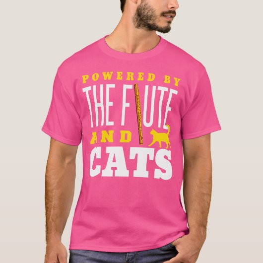 フルートおもしろいシャツ猫好き楽器フルート恋人 Tシャツ (正面)