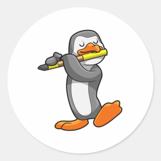 フルートで歌うペンギン ラウンドシール (正面)