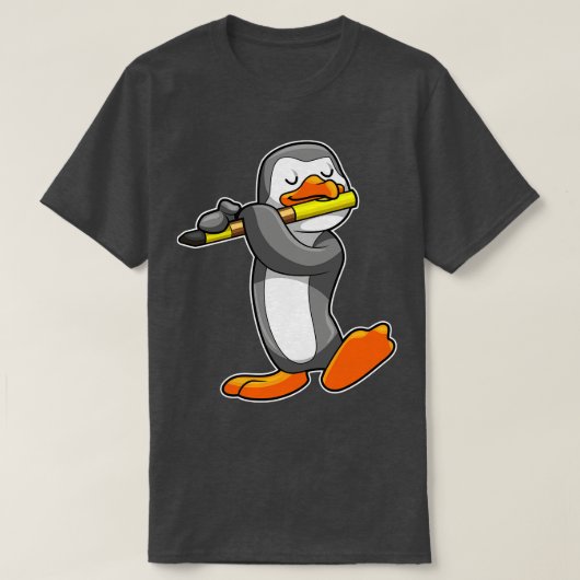 フルートで歌うペンギン Tシャツ (デザイン正面)
