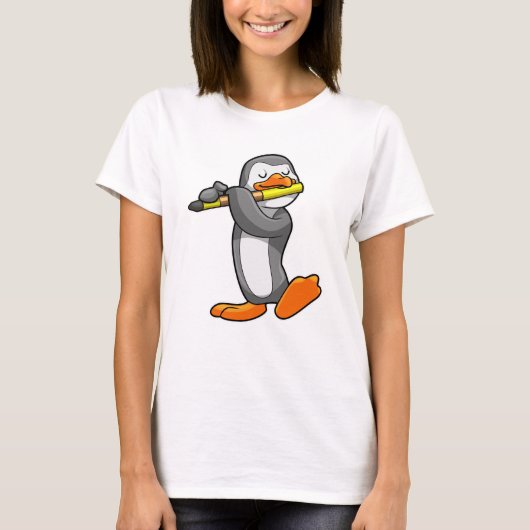 フルートで歌うペンギン Tシャツ (正面)