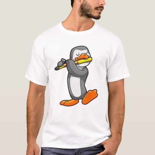 フルートで歌うペンギン Tシャツ (正面)