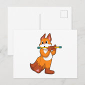フルートで音楽と共に踊うキツネ.PNG ポストカード (正面/裏面)