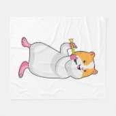 フルートで音楽を楽しむ フリースブランケット (正面(横))