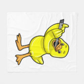 フルートで音楽を楽しむ フリースブランケット (正面(横))