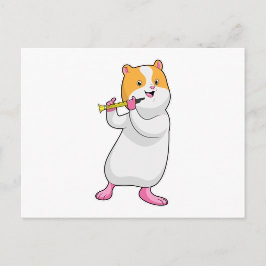 フルートで音楽を演奏するハムスター ポストカード (正面)