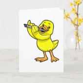 フルートで音楽を聴く カード (黄色い花)