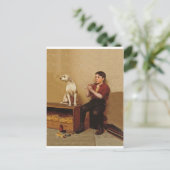 フルートと犬を持つシューシャインボーイ1907 ポストカード (スタンド正面)