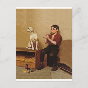 フルートと犬を持つシューシャインボーイ1907 ポストカード